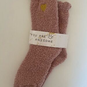 Cozy Pink Fuzzy Socks with Heart